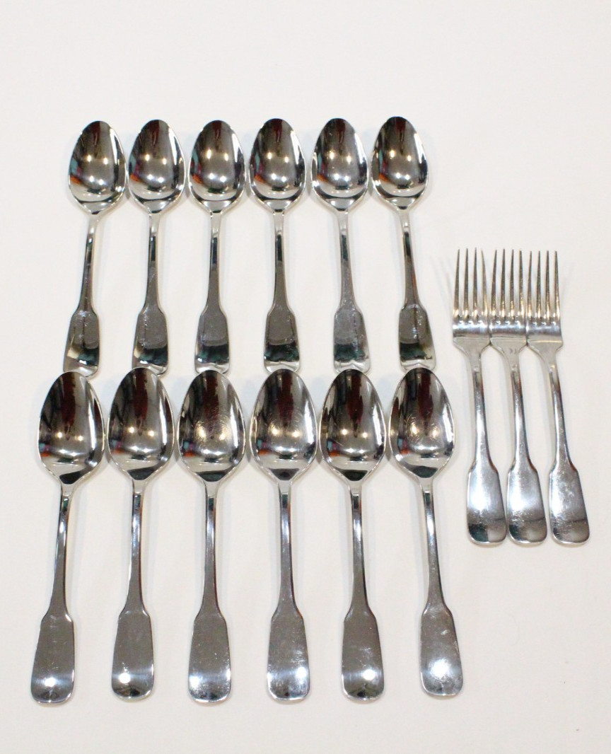 15 Piece Lot Ginkgo Helmick Alsace Stainless 18/8 Flatware