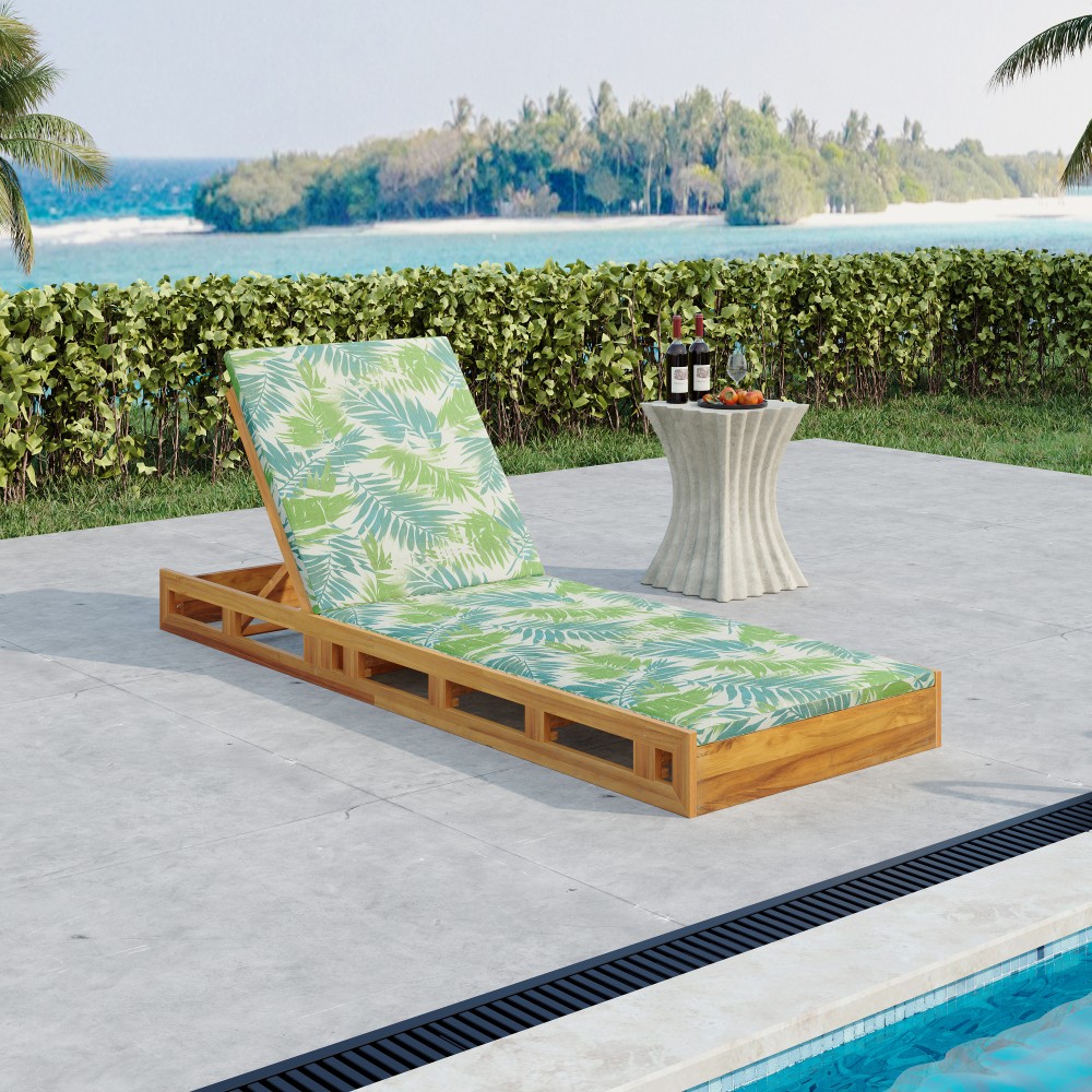 Outdoor Chaise Lounge w/ Adjustable Recliner & Water-Resistant Cushion for Patio