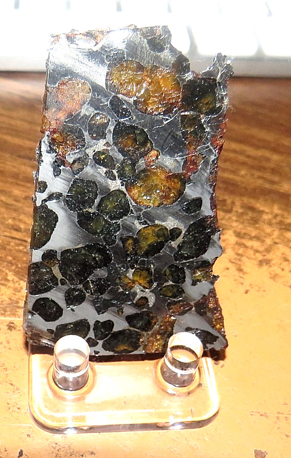 30 gm SERICHO pallasite Meteorite slice translucent from Kenya std olivine JAL