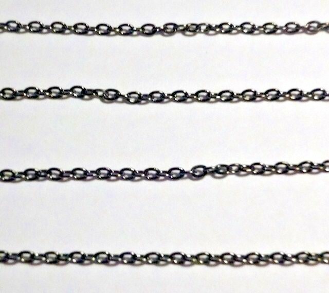 GUN METAL Black CABLE Chain 3mm x 2mm ~ Small Shiny Links ~ Nickel + Lead Free