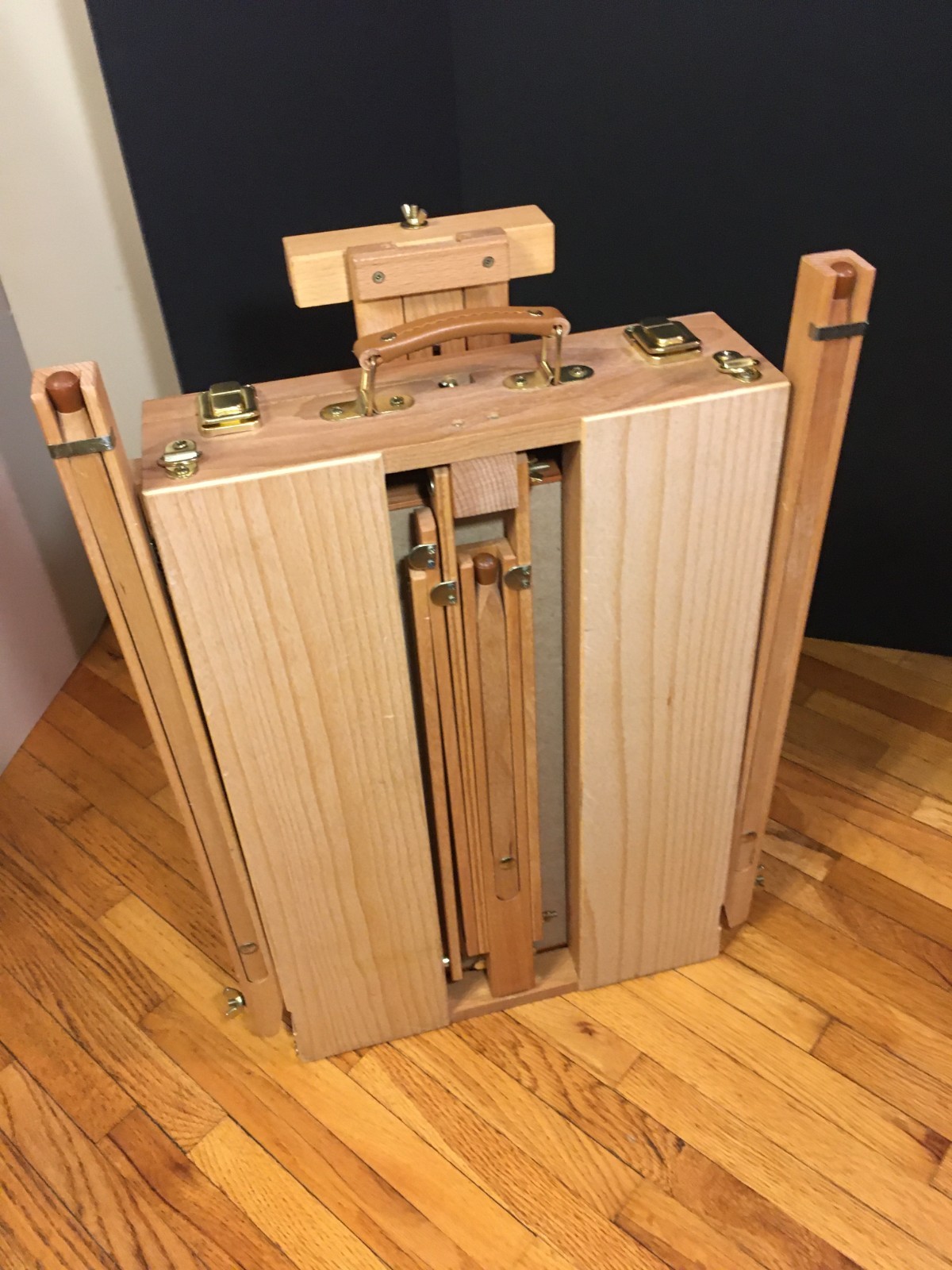 **Vintage FRENCH EASEL FOLDING ARTIST SKETCHBOX PORTABLE SOLID WOOD STORAGE