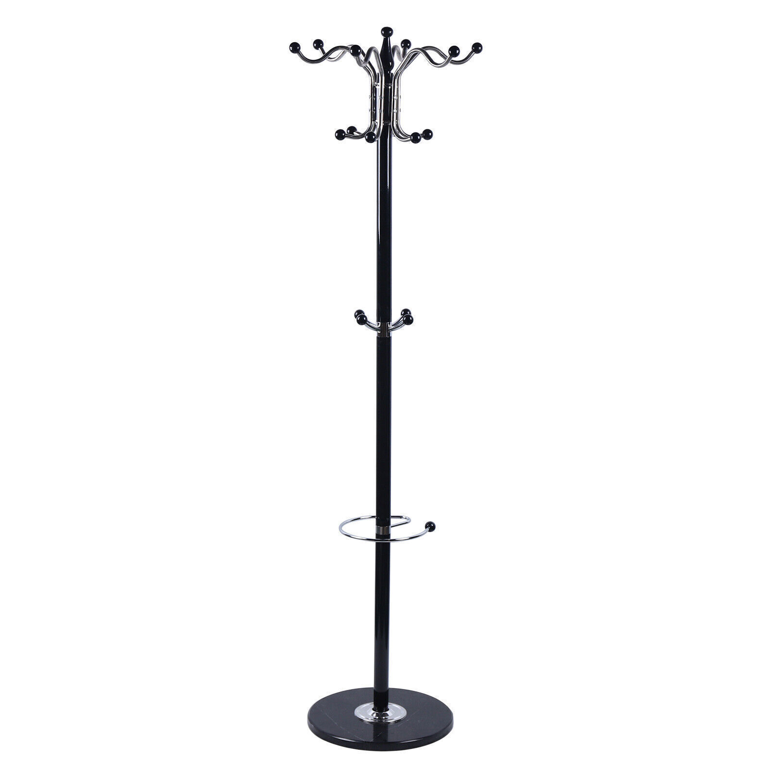 Heavy Duty Coat Rack Hat Bag Stand Tree Clothes Hanger Holder 16-Hook Organizer