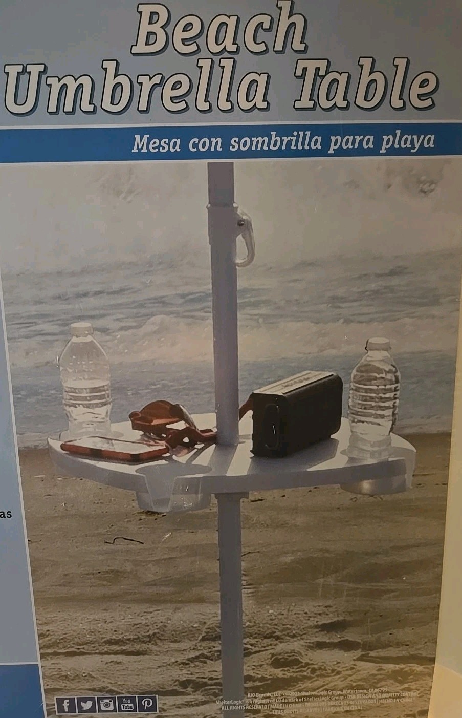 RIO Beach Umbrella Adjustable Table Tray Top w/ 4 Cup Holders/ New Sealed