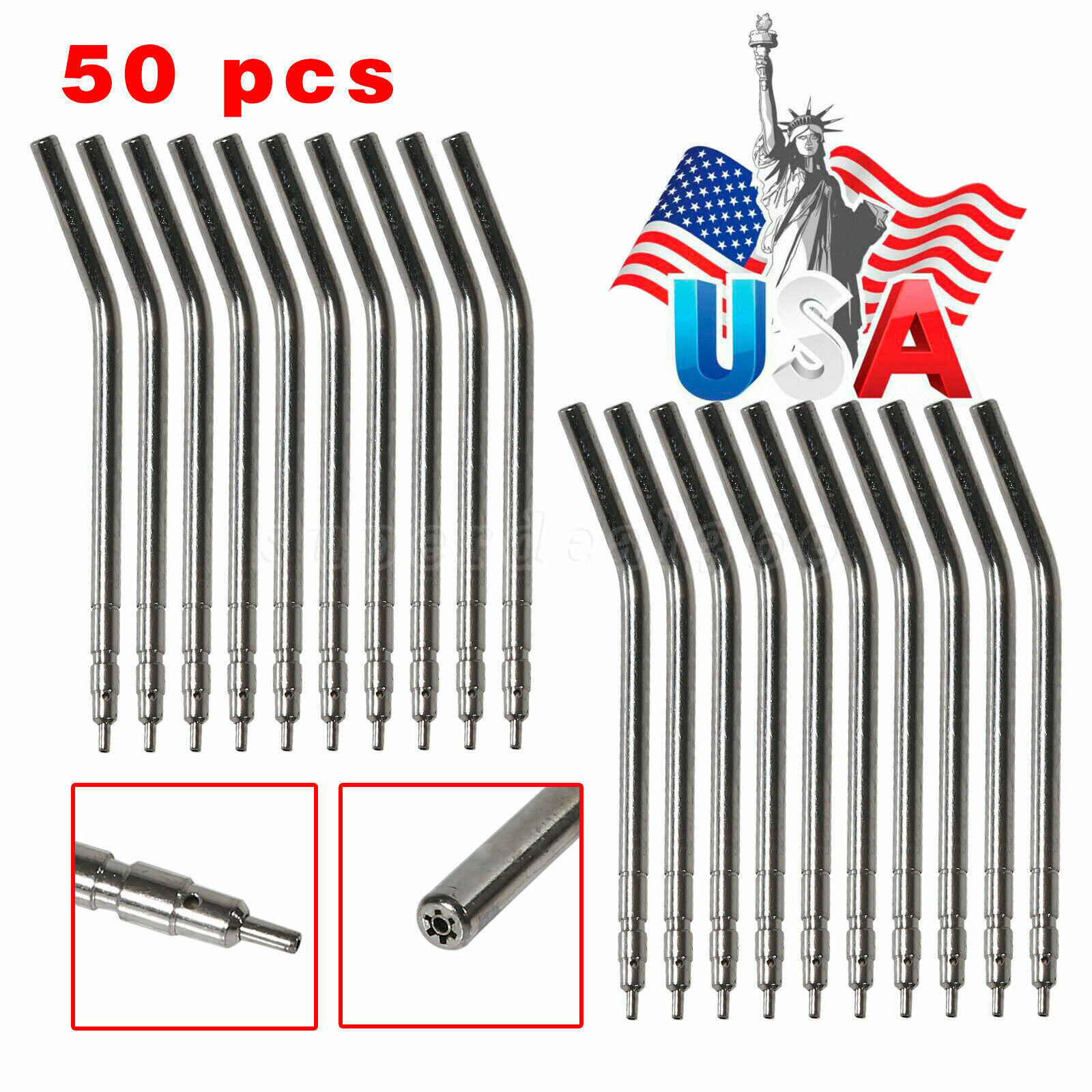 50 Pcs Dental Air Water Spray Triple Syringe Autoclavable Nozzles/Tips/Tubes USA