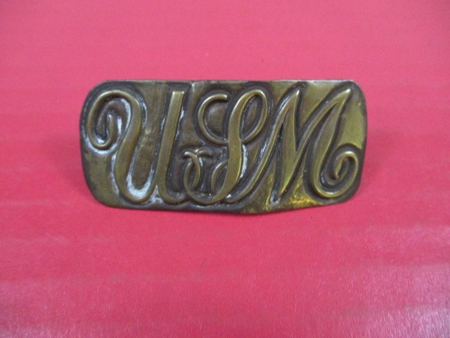 Civil War USMC Marine Corps "USM" Cap Badge for 1842 Forager Kepi Cap - Original