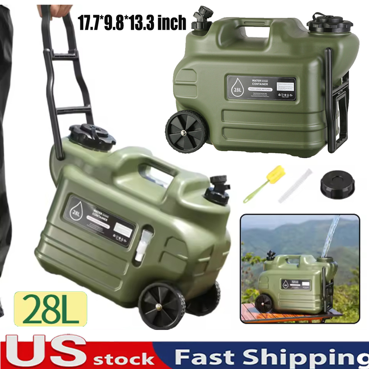 7 Gallon Water Jug,Camping Water Container, Portable Water Dispenser BPA Free US