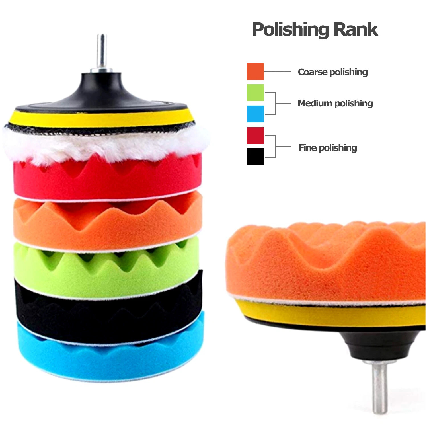 7PCS 7 Inch Polishing Waxing Pad Sponge Buff Buffing Kit Set For Car Polisher US