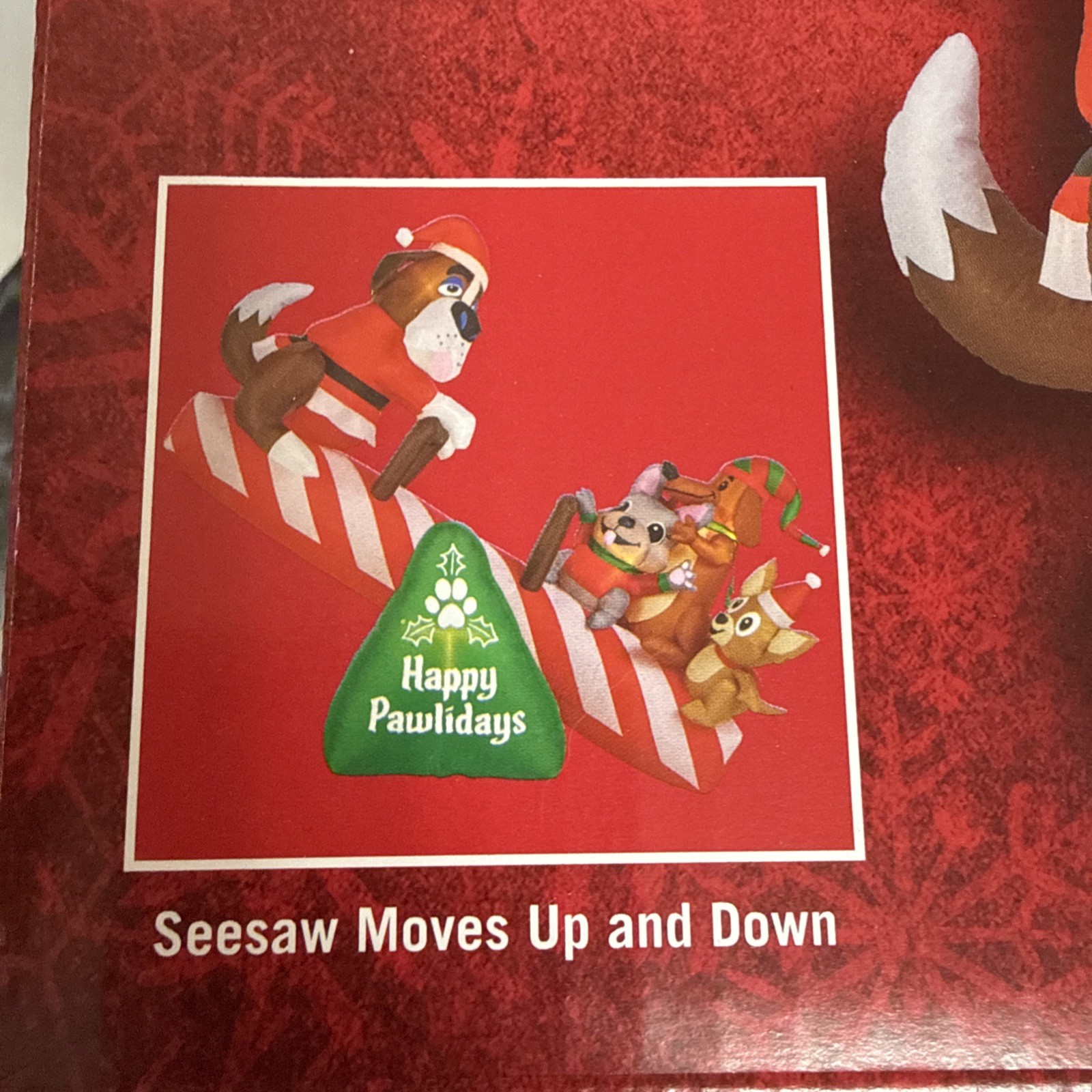 Home Accents 6FT Animated LED Seesaw Scene Christmas Dogs Airblown Inflatable