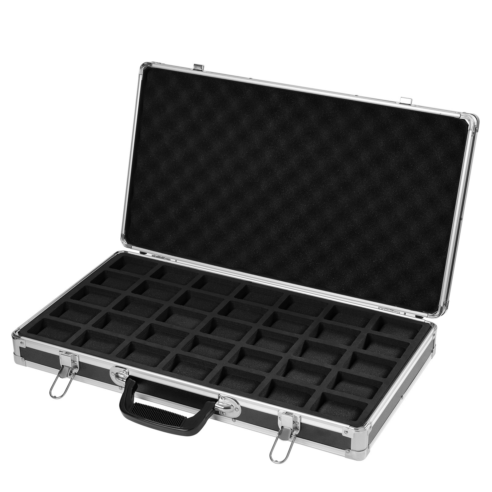 35 Slots Large Watch Organizer Box Aluminum Lockable Jewelry Storage Suitcase