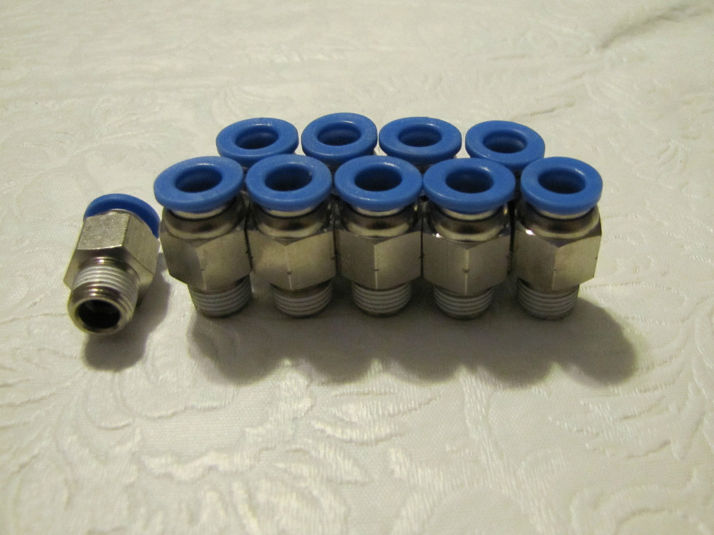 10 pneumatic 1/4" Tube x 1/8" NPT Male Connector Push in to air Connect fitting