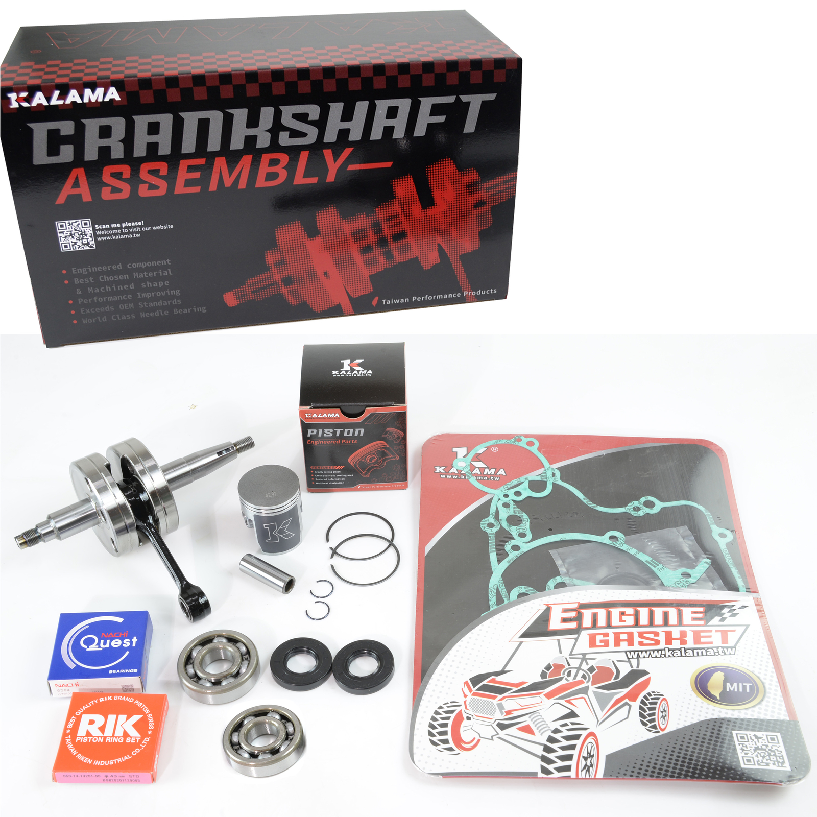 For KAWASAKI KX 85 ENGINE REBUILD KIT, CRANKSHAFT,  PISTON, GASKETS 2001-2005