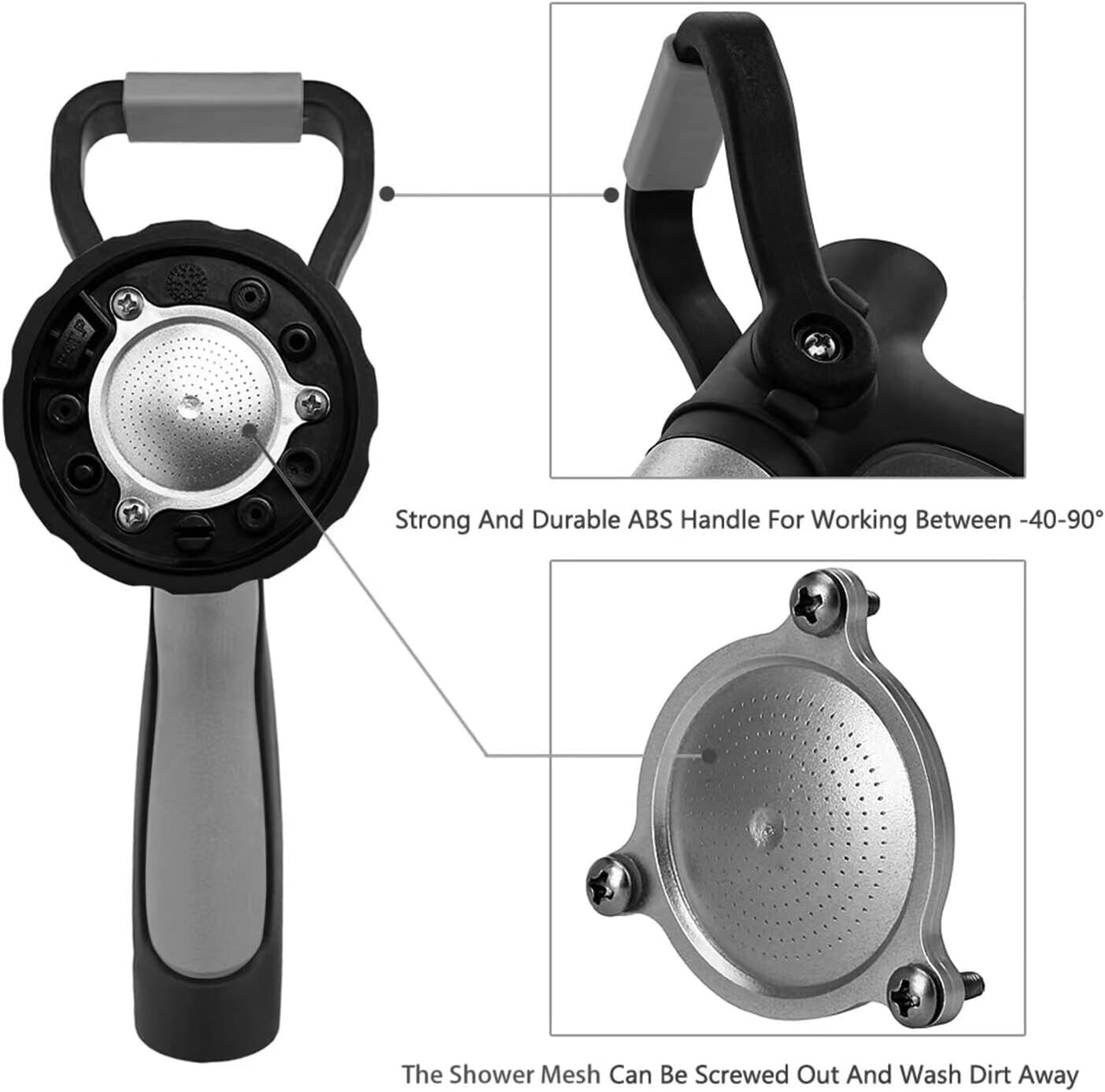 Garden Hose Heavy Duty Water Nozzle High Pressure with Ergonomic Handle