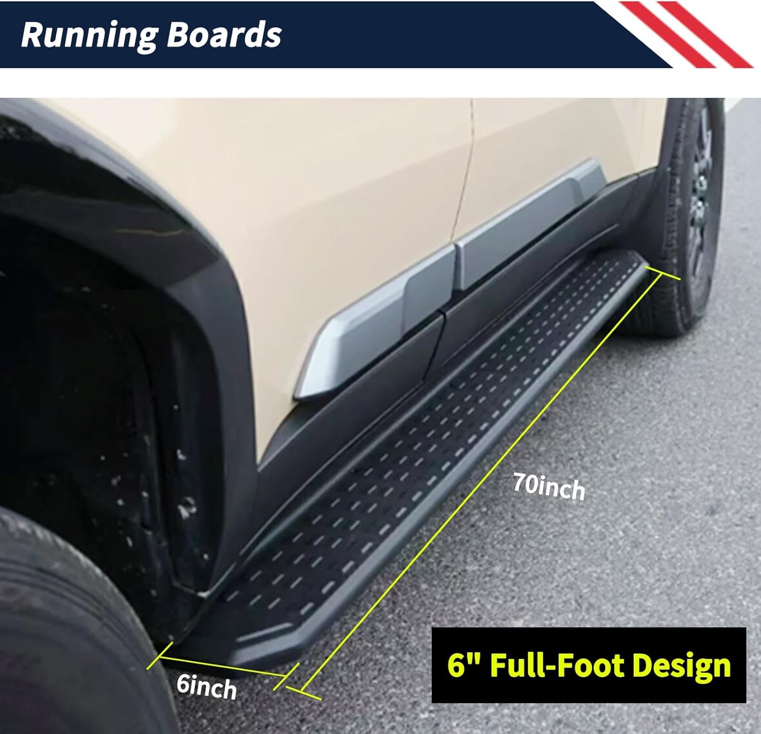 6" Running Boards Side Steps Nerf Bars Fits for Toyota 4Runner N500 2025 2026 Ac