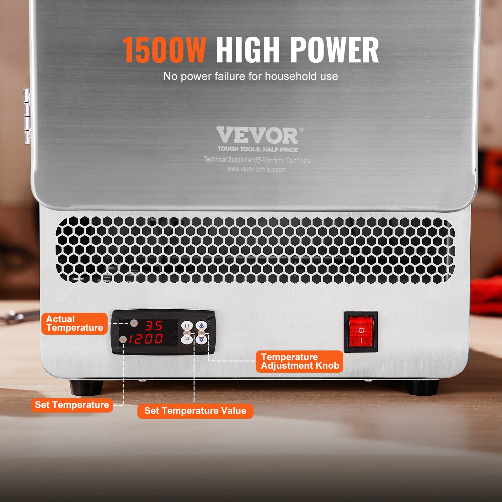 VEVOR Tabletop Kiln Melter Electric Kiln 1500W 2192℉ for Wax Casting Clay DIY