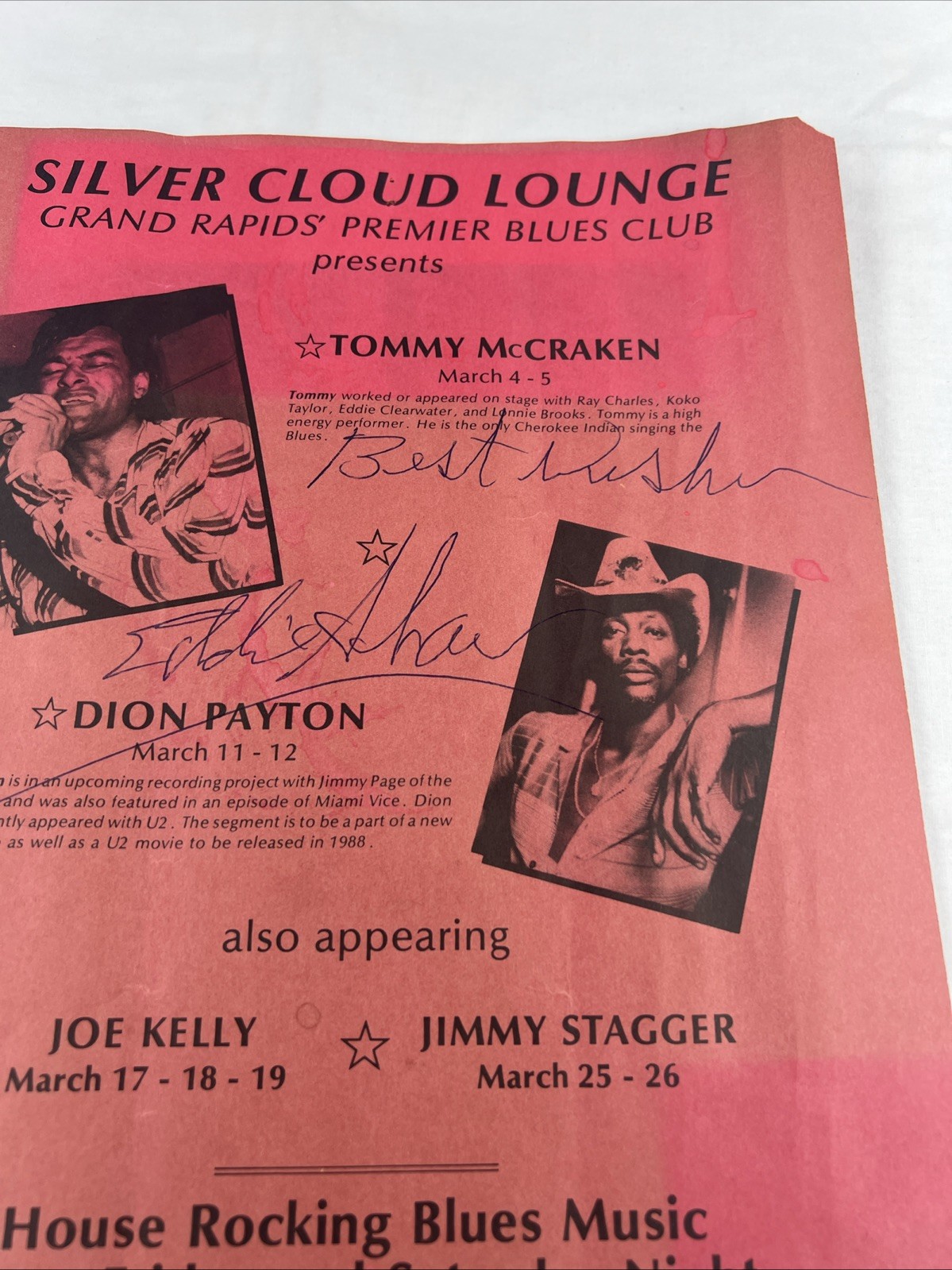 Eddie Shaw Signed Autographed Grand Rapids Premier Blues Club Paper Flyer 8.5x11