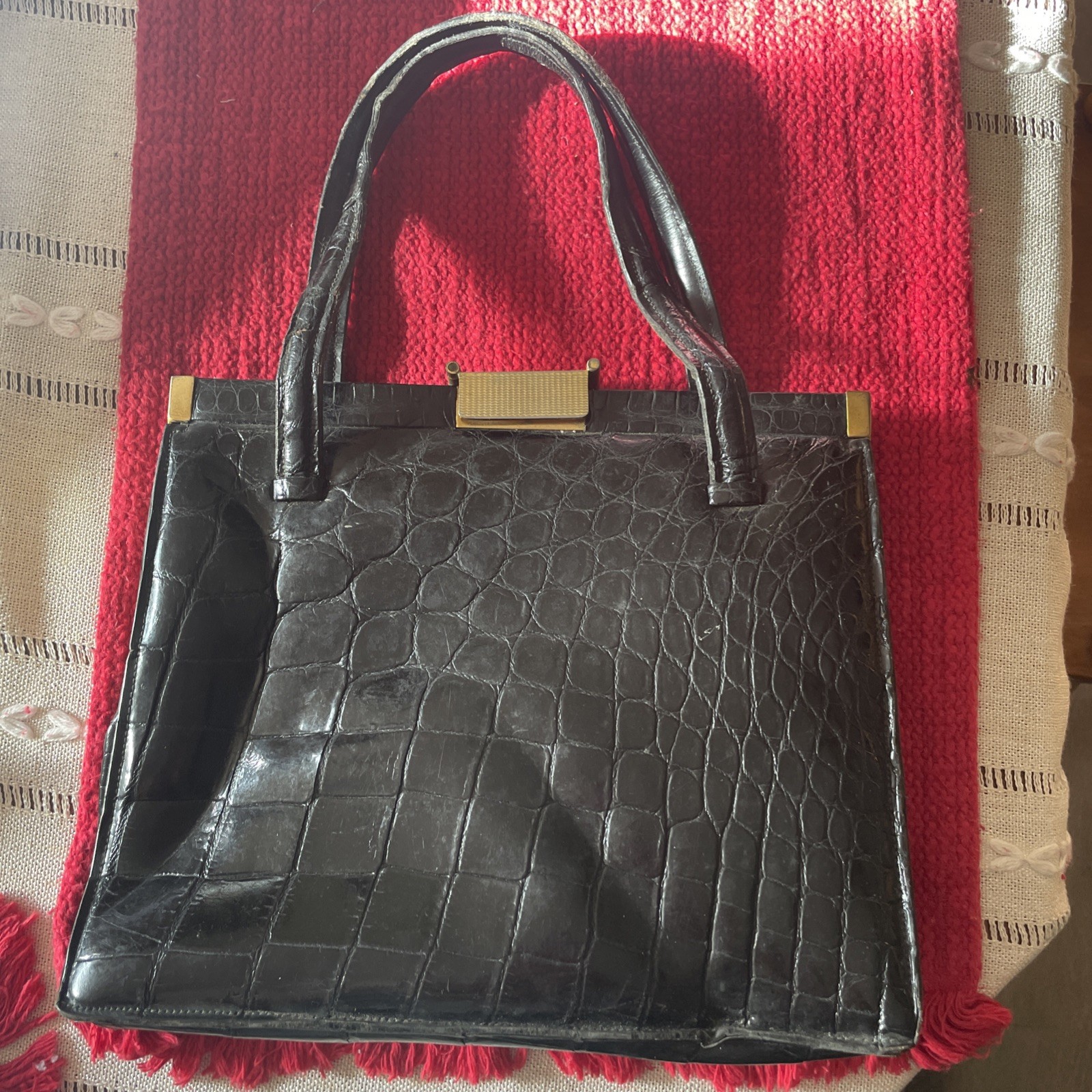 Authenticated Vintage Genuine Crocodile Skin Leather Neiman Marcus Handbag