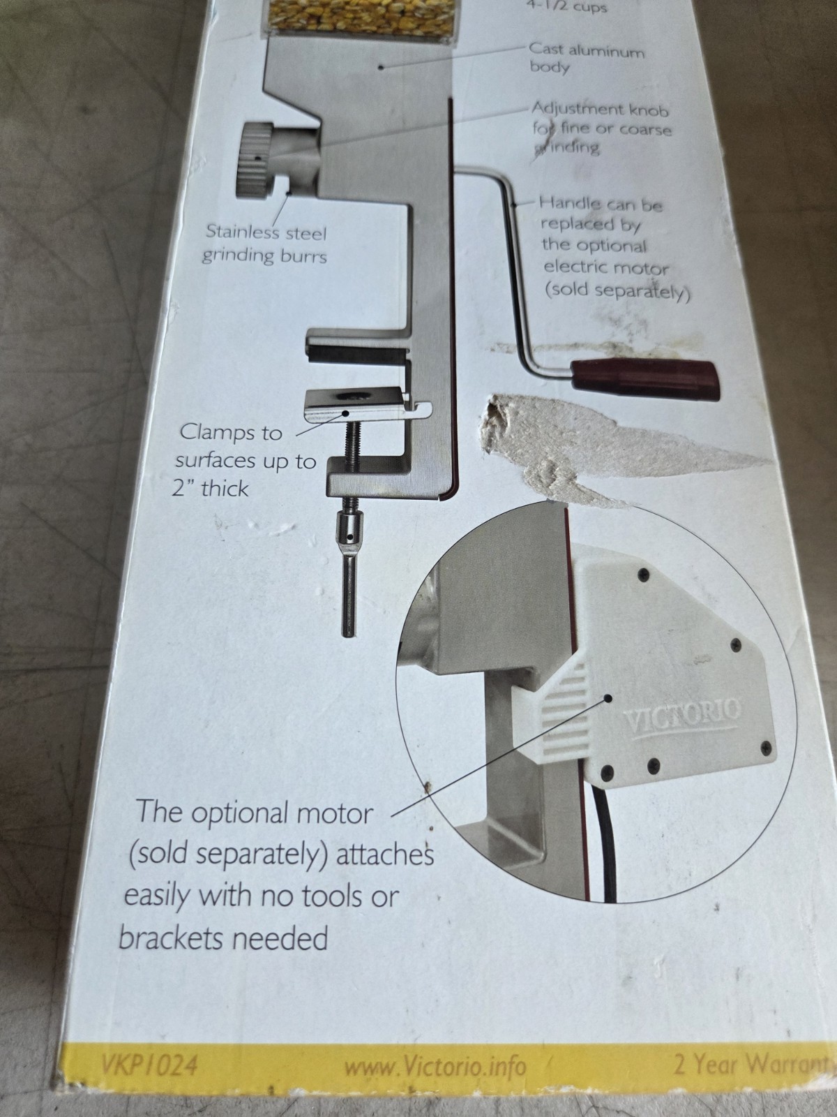 Brand New Victorio Kitchen Crop VKP1024 Deluxe Grain Mill Hand Crank