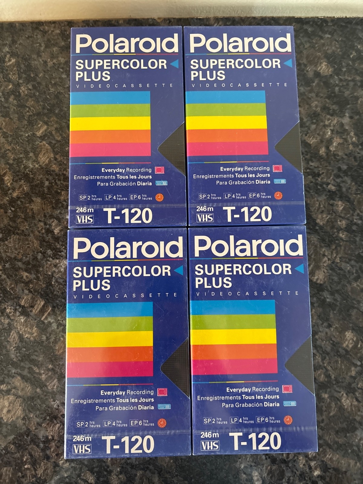 Lot of 4 Polaroid T-120 Supercolor Plus VHS Blank Video Cassette Tapes Sealed
