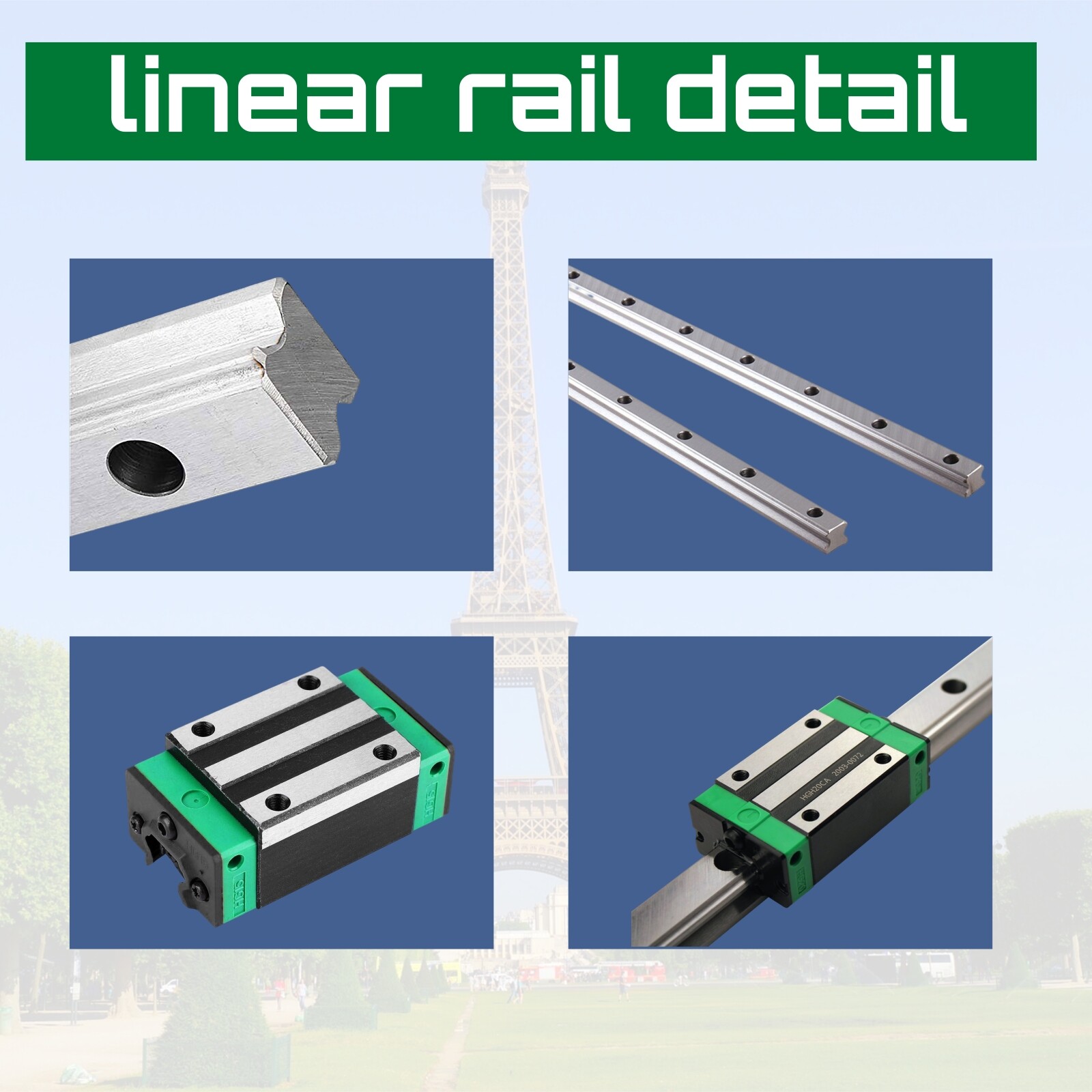 HGR15 HGR20 HGR25 2X Linear Rail Guide+4X HGH15/20/25CA Block 200-2000mm Set CNC