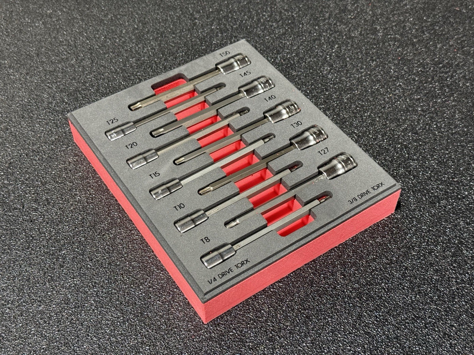 Snap-On 1/4 & 3/8 Drive Torx Bit Socket Set Foam Organizer, Black and Red