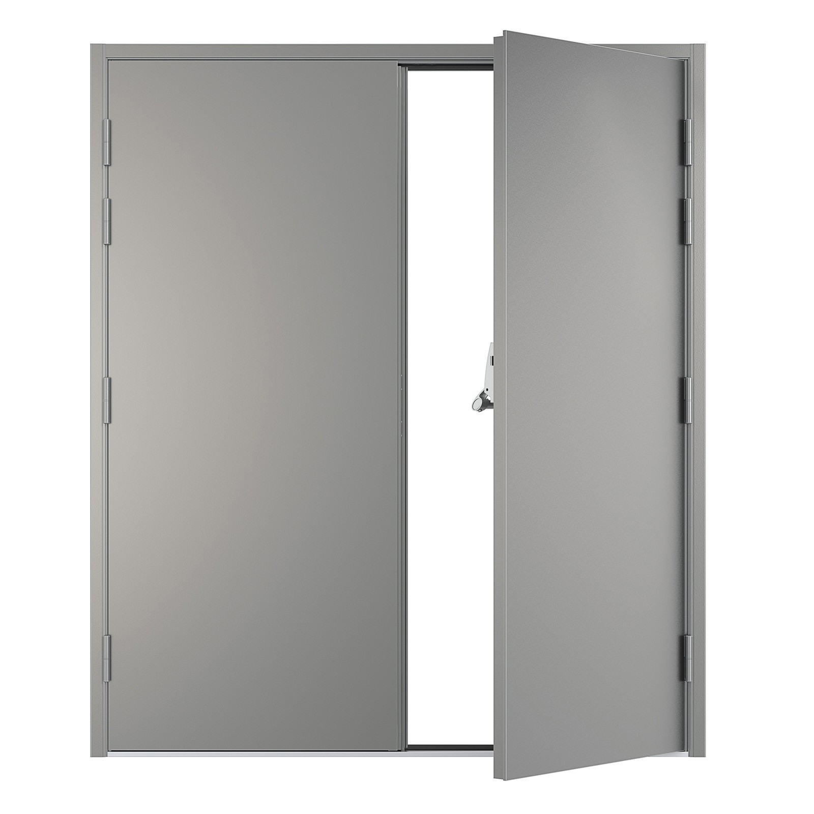 VIZ-PRO Quick Mount Fire Exit Door (Double) with Panic Bar, Gray