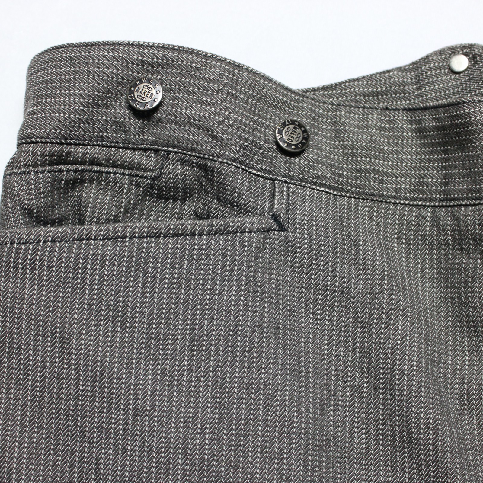 WahMaker Frontier Clothing Warm Gray Striped Cotton Cinch-Back Trousers 40x37.5