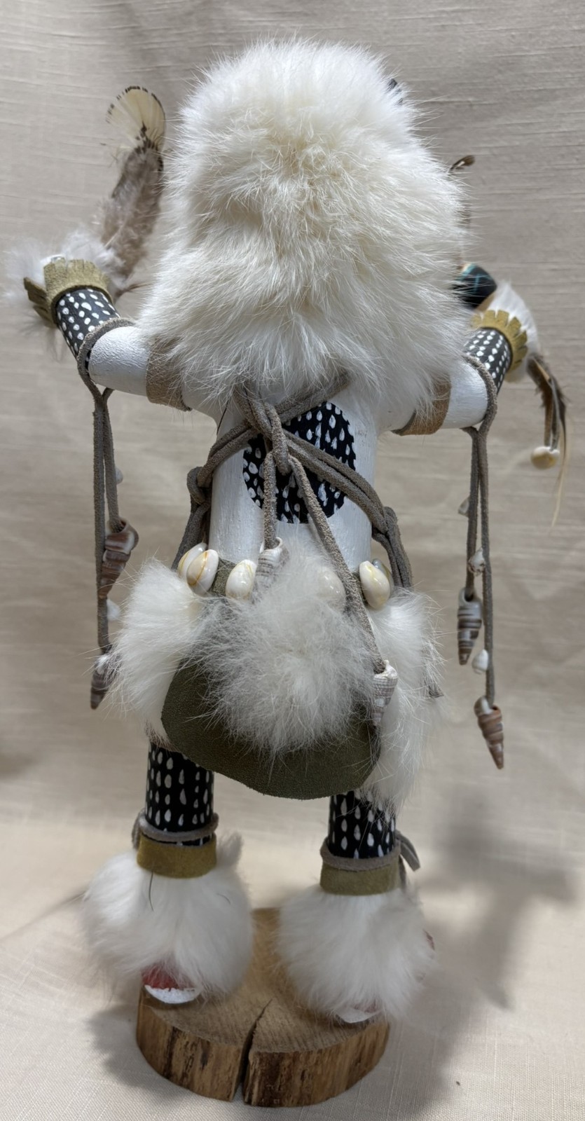 Kachina Sculptures Buffalo & Eagle Dancer 11-14" Handmade Feathers & Fur Signed