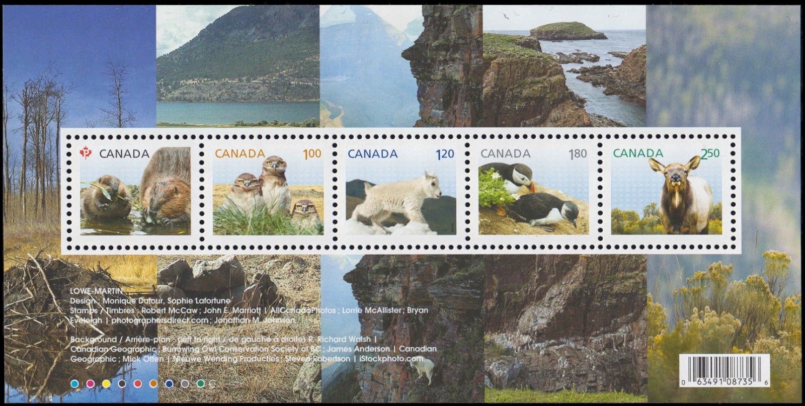 Canada Stamps Souvenir sheet of 5, Baby Wildlife Definitives, #2709 MNH