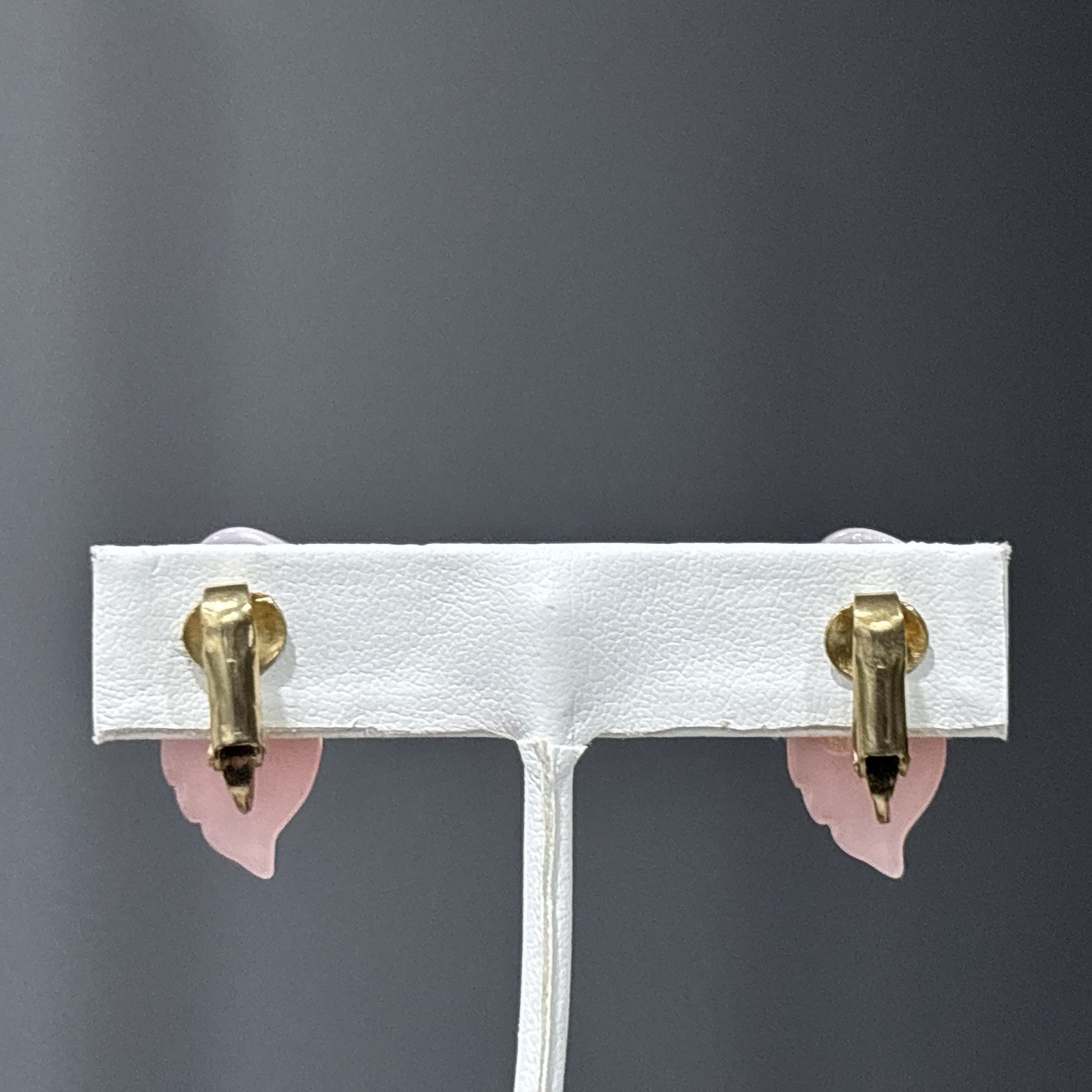 Vintage Clip On Earrings Frosted Lucite Rhinestone Thermoset Pink MCM Lot of 2