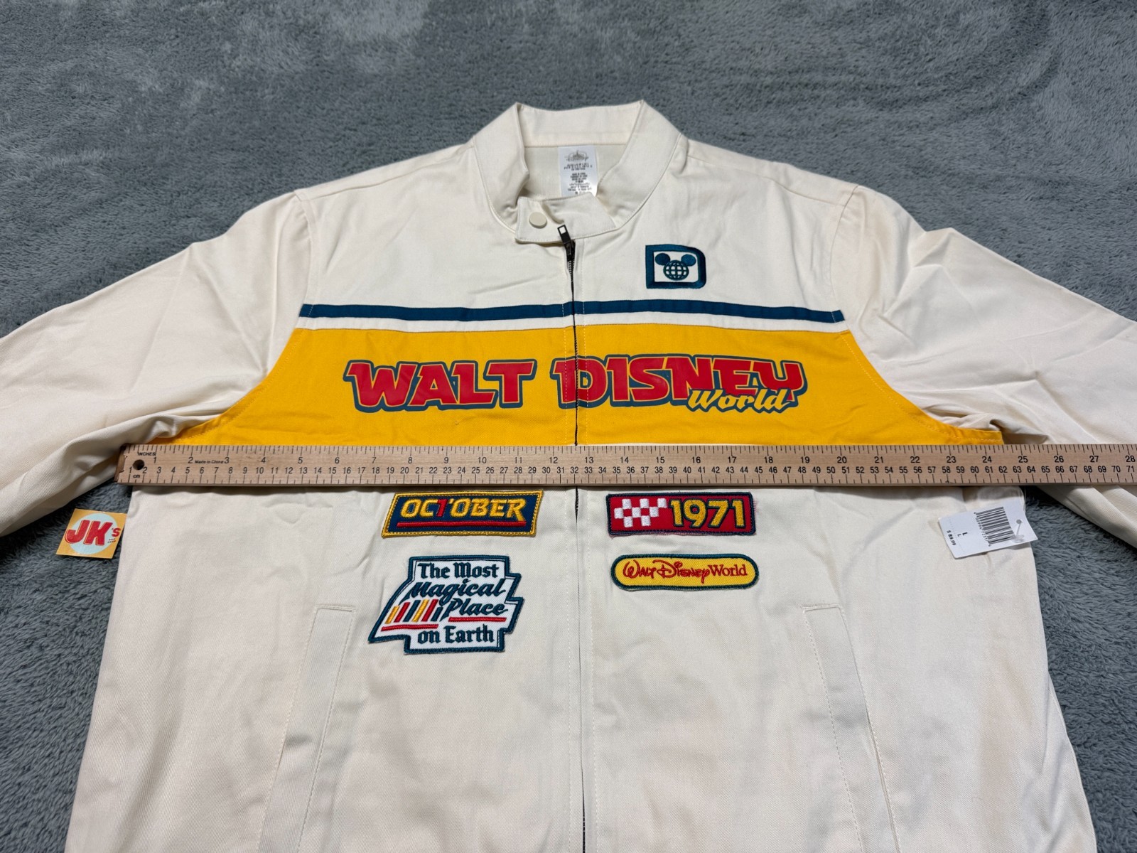 NEW Walt Disney World Racing Jacket Adult Large Racer Embroidered Patches Zip