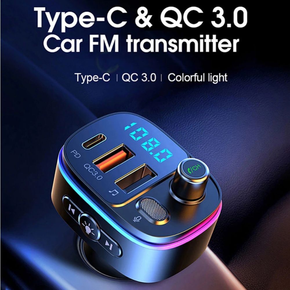 Bluetooth FM Transmitter Wireless Handsfree Car Kit MP3 Adapter QC3.0 PD Charger
