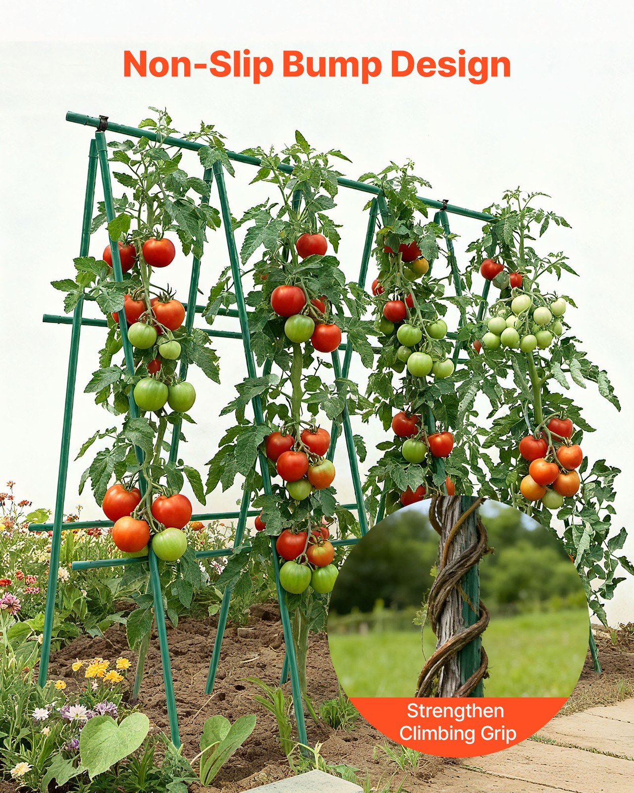 VEVOR Garden Stakes Tomato Stakes 50 Pack 70.87 inch Plastic Coated Metal Sticks