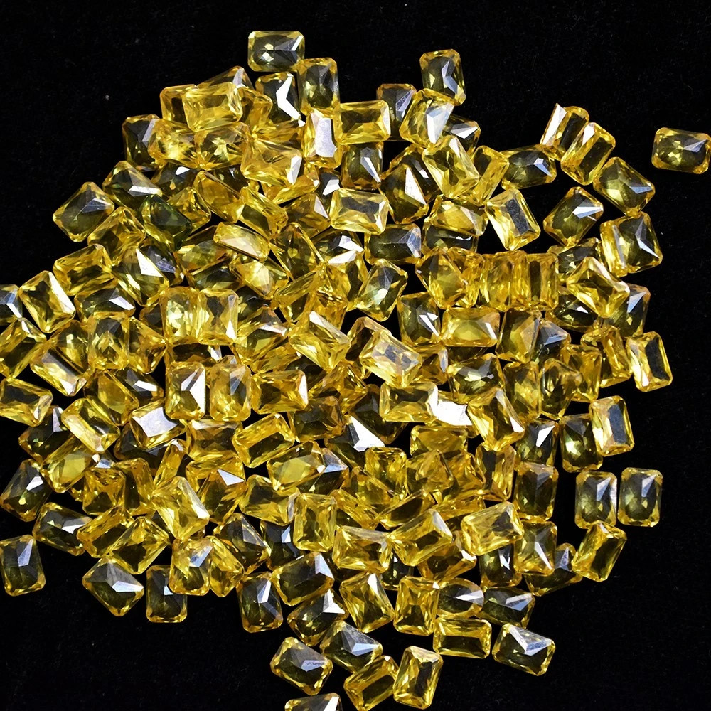 Natural Yellow Sapphire 50 Pcs Emerald Cut Certified Rare Loose Gemstone Lot
