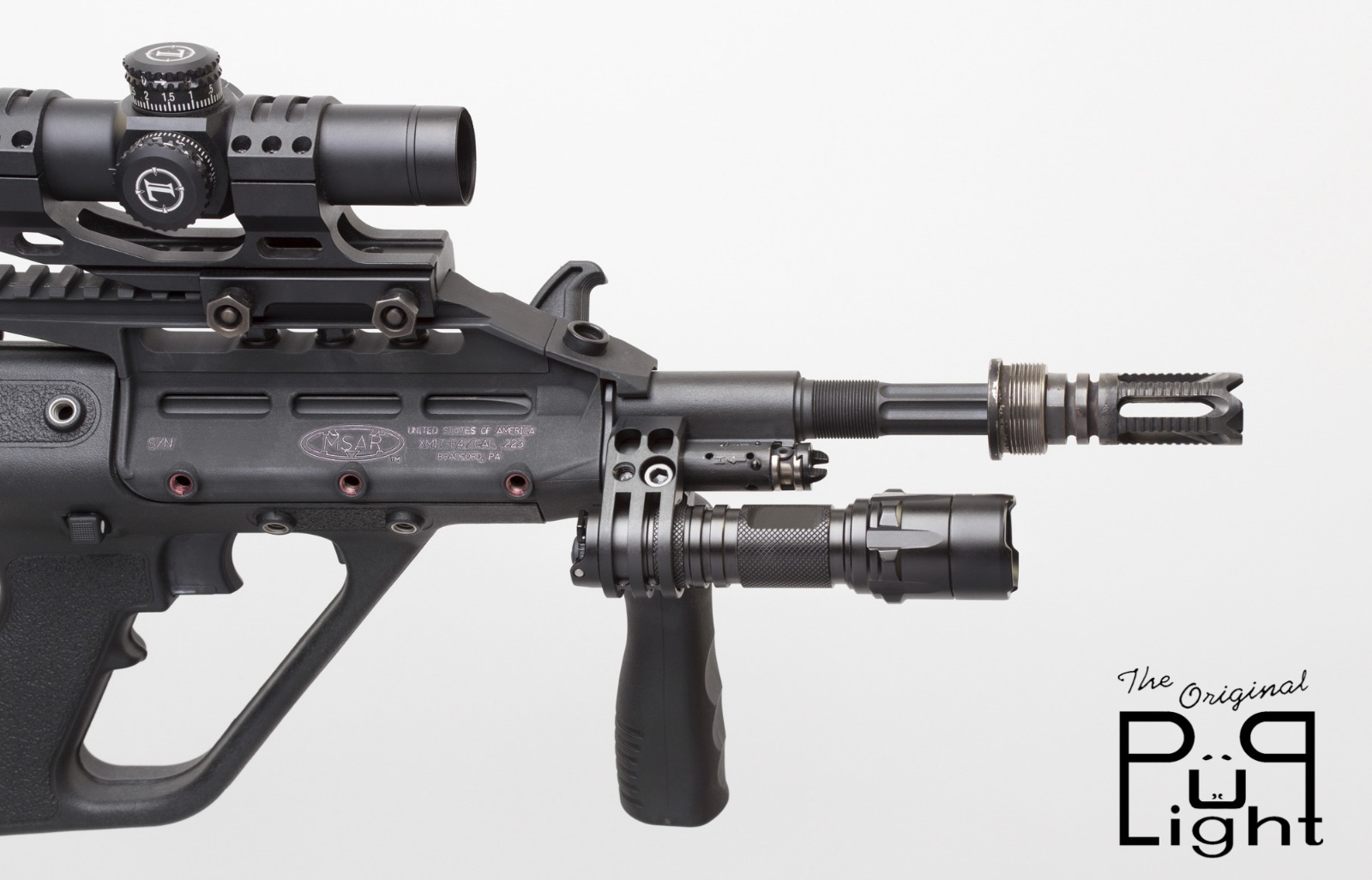 The Original PuP Light Flashlight Mount for Steyr AUG & Microtech MSAR Rifles