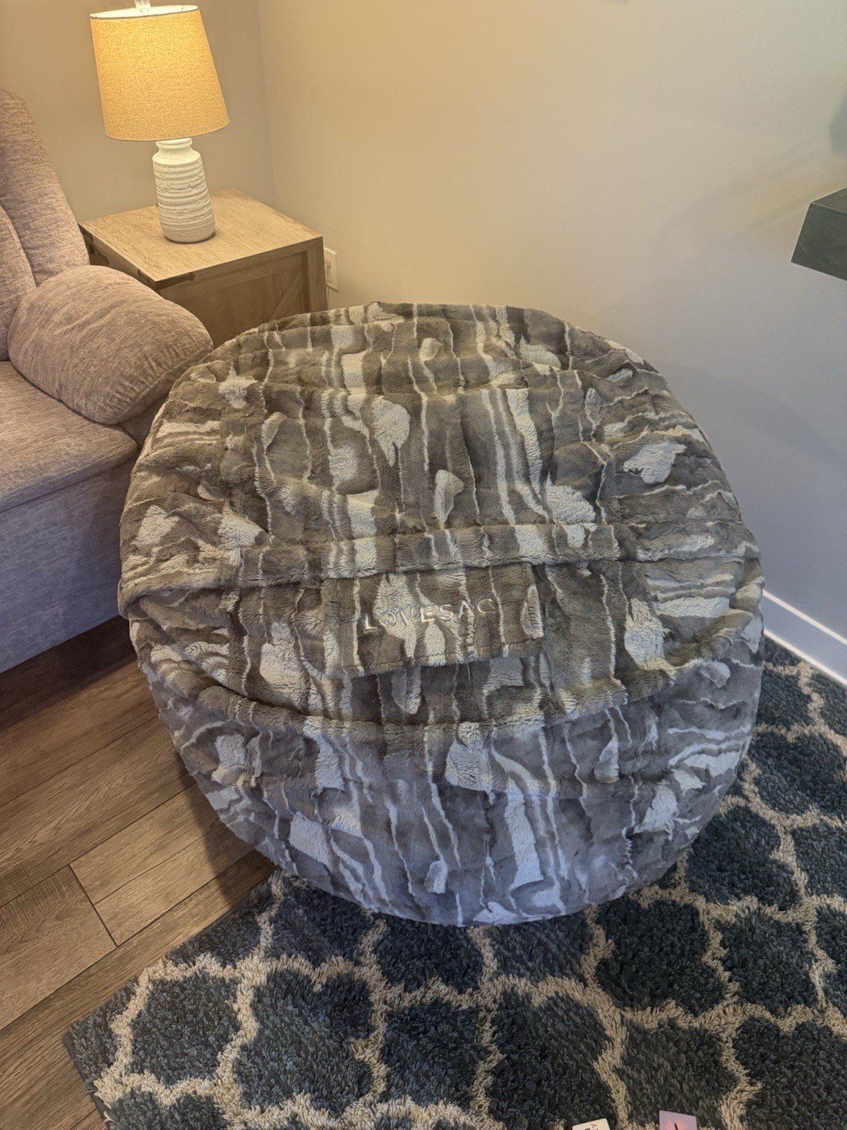 Lovesac CitySac Bean Bag Chair w/ Silver Liger Phur Cover – Free Shipping