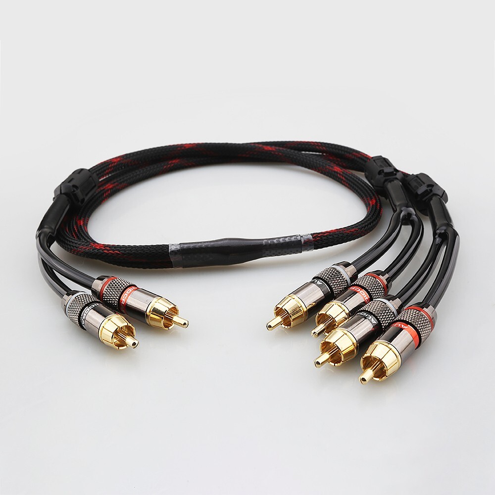 Hifi Extension Cable Gold Plated RCA Plug Splitter 2 Male to 4 Male RCA Adapter