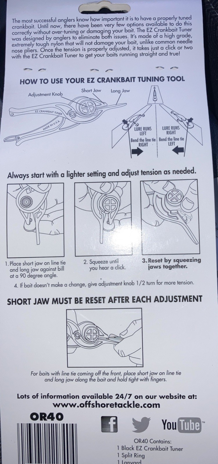 OFF SHORE TACKLE OR40 EZ CRANKBAIT TUNER