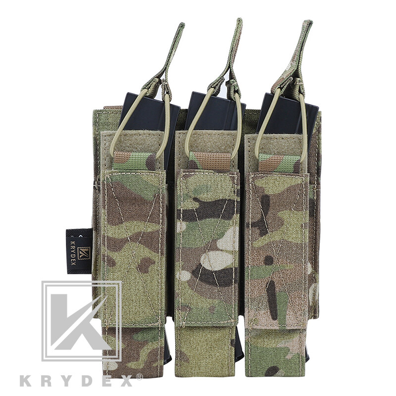 KRYDEX Triple Open Top Magazine Pouch Tactical Mag Carrier Holder MOLLE Back