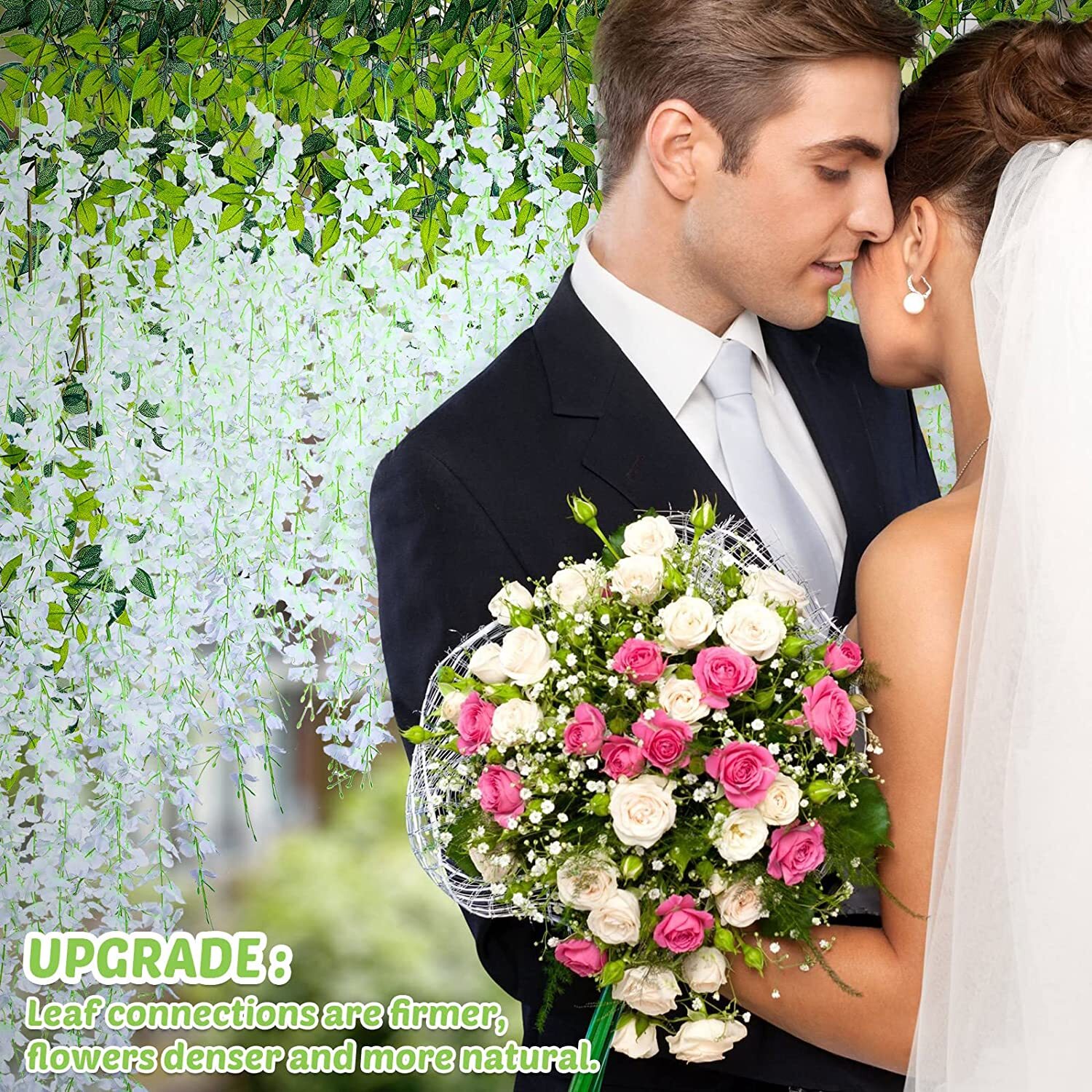 24× Artificial Wisteria Vine Hanging Flower 3.6 Ft Wedding Garden Colorful USA