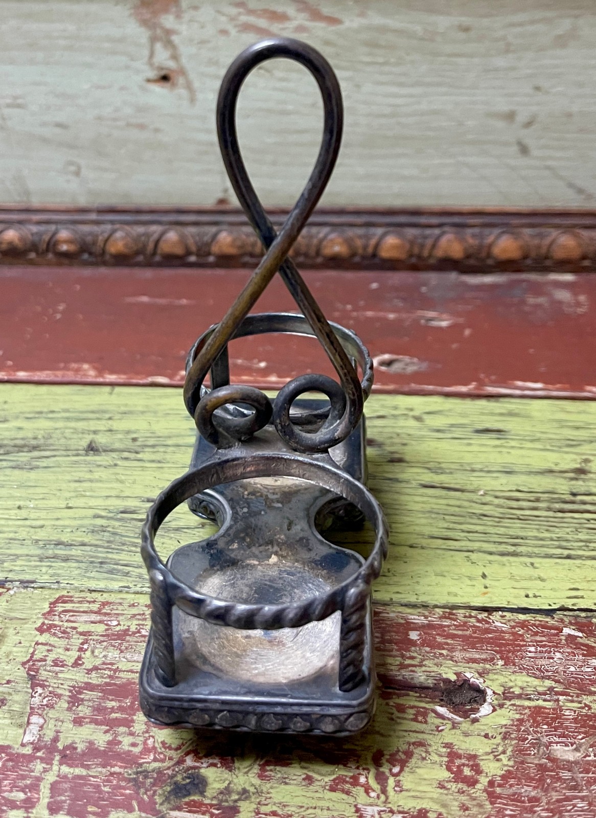 Antique Rogers Smith Quadruple 85 Silverplate Condiment Caddy 4 Footed