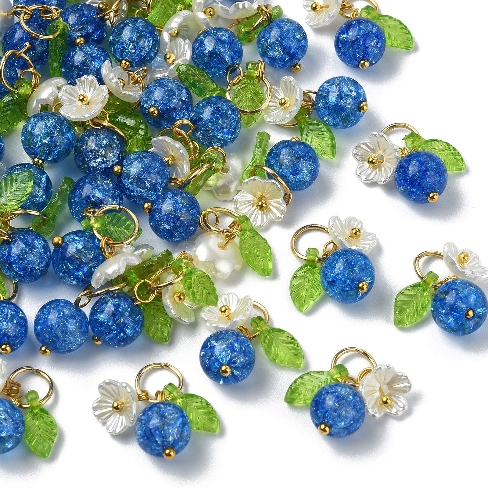 50pcs Blueberry Glass Charms Imitation Fruit Food Charms for DIY Jewelry