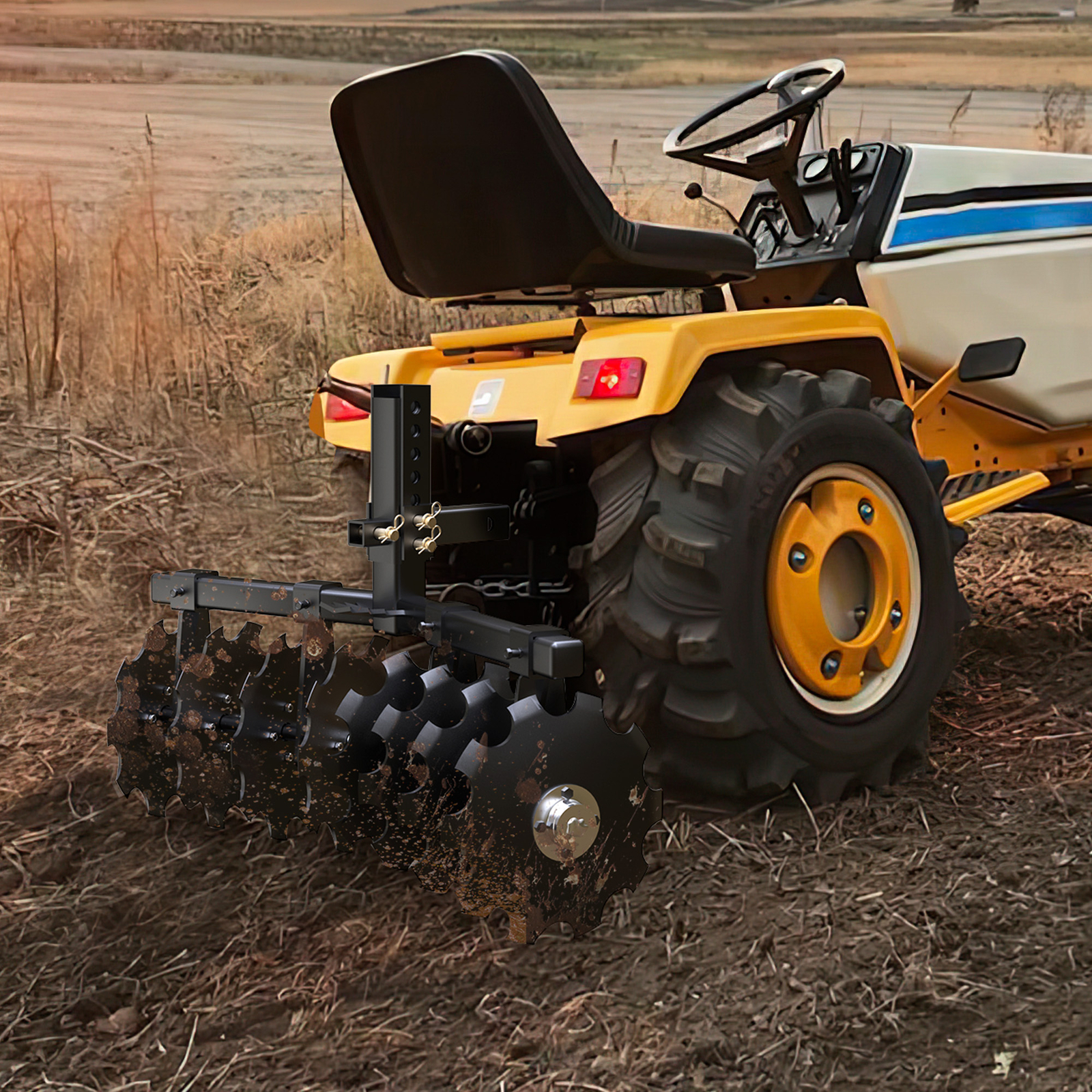 32" Cut Width Disc Plow Harrow With 2" Receiver Hitch Mount for ATVs /UTVs Heavy