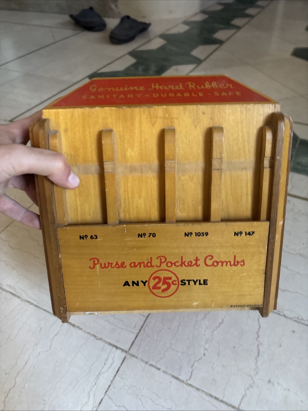 Vintage Ace Brand Purse and Pocket Combs .25 Cent Wooden Revolving Store Display