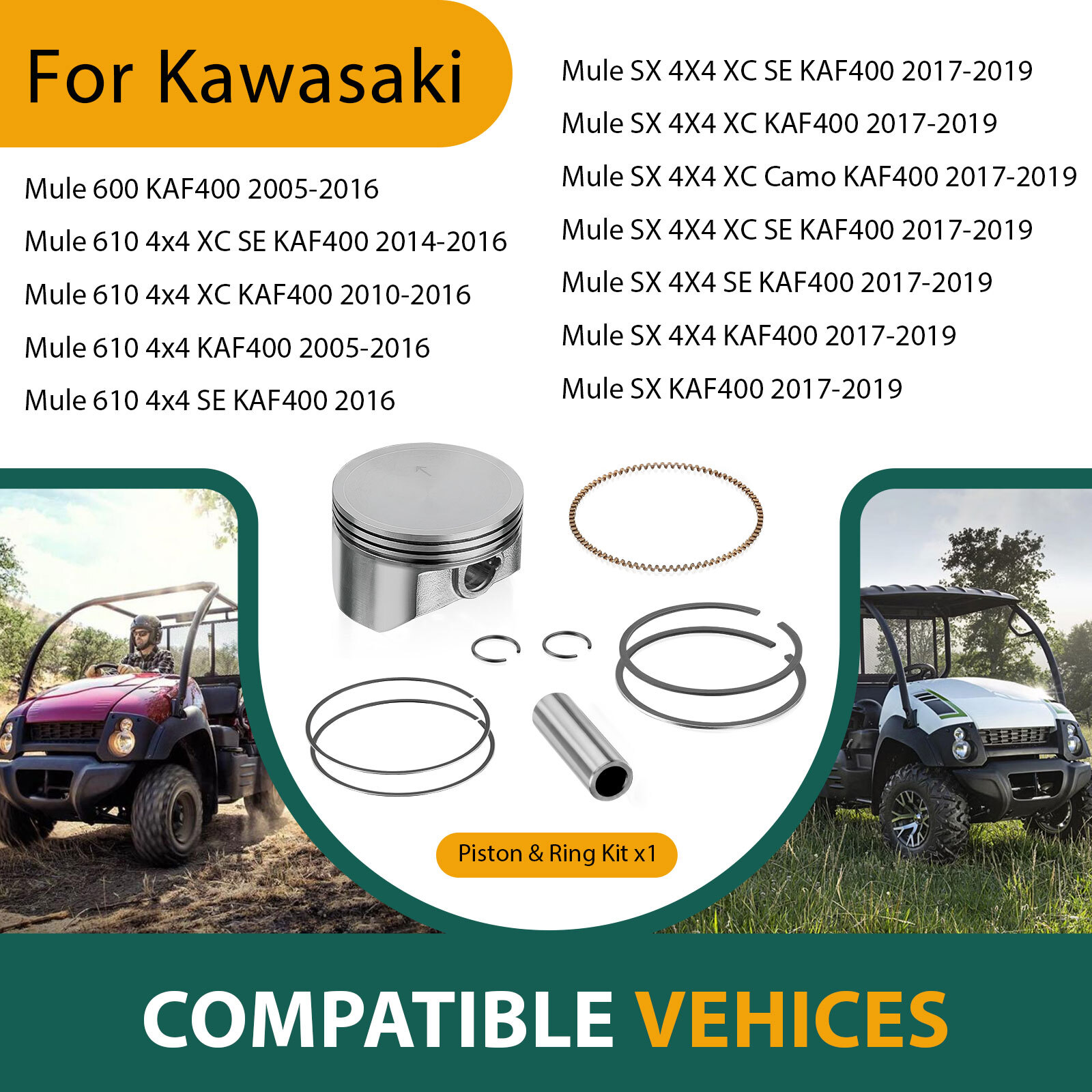 Engine Rebuild kit Piston Gaskets Connecting Rod for Kawasaki Mule 600 610 KAF40