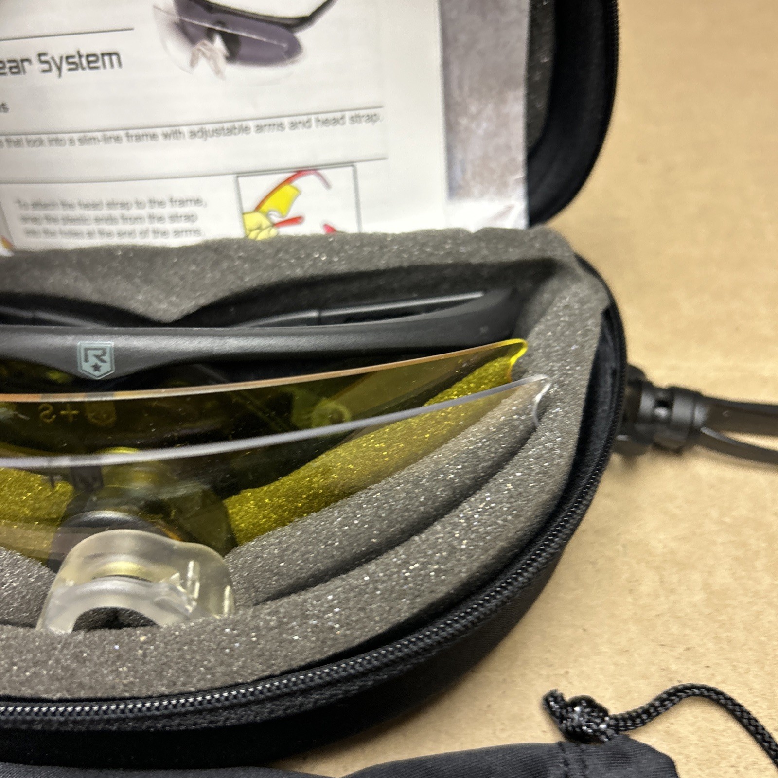 Revision Military Black Safety Glasses With Case And Lens ANSI Z 87 Impact