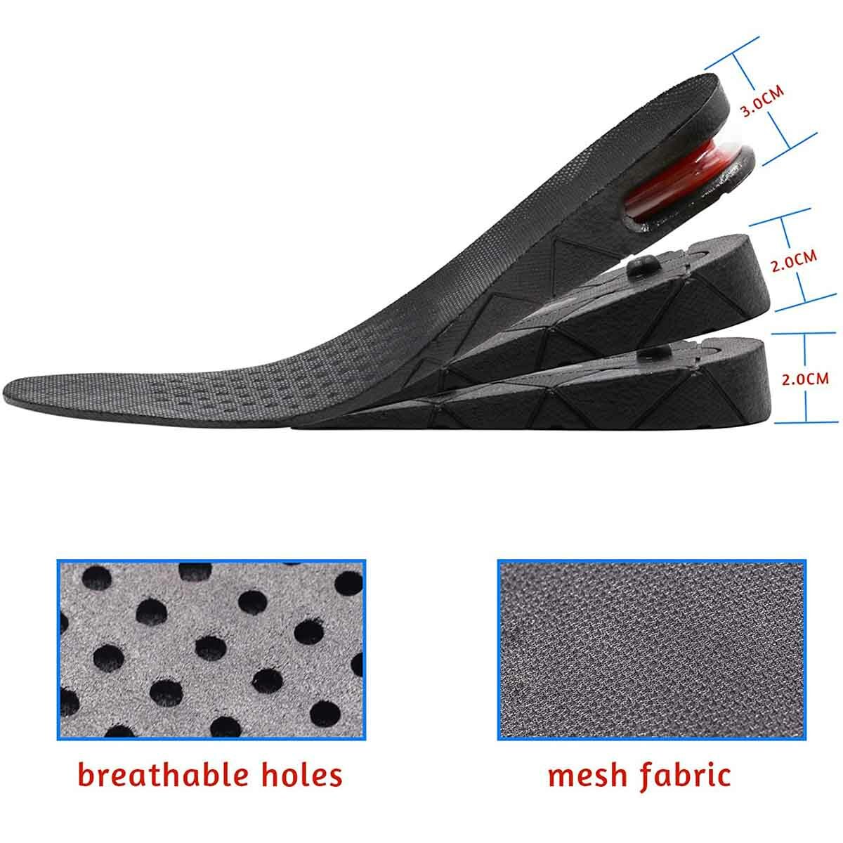 Booster insole, 3-layer orthopedic heel lift kit Variable height adjustable