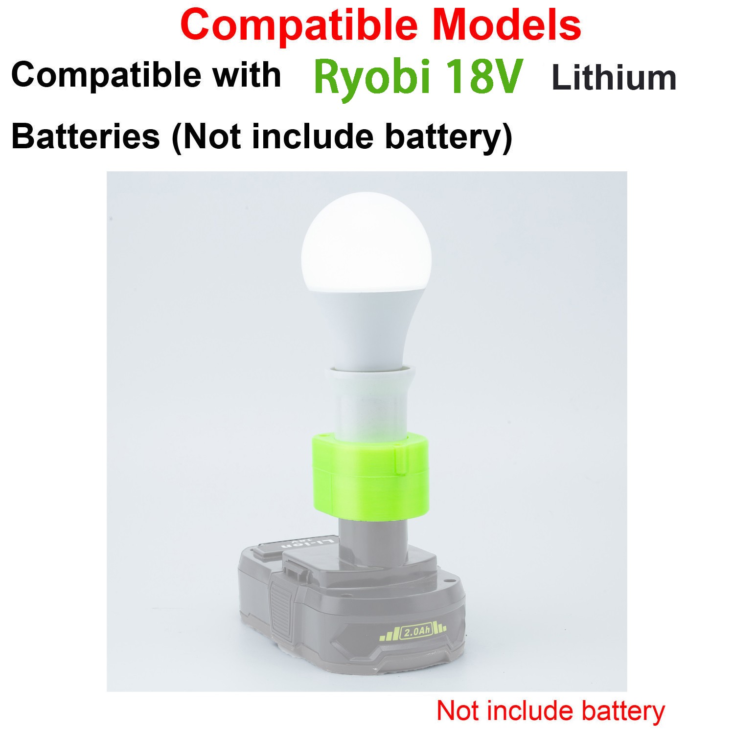 LED Work Light Bulb Portable Lamp For Ryobi 18V Series Battery Cordless E27 Bulb