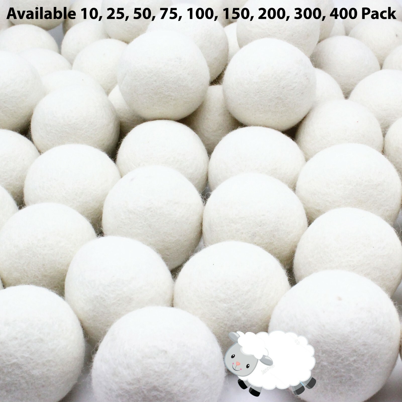 EcoJeannie Wooland Wholesale Bulk Laundry XL Premium 100% Wool Dryer Balls,