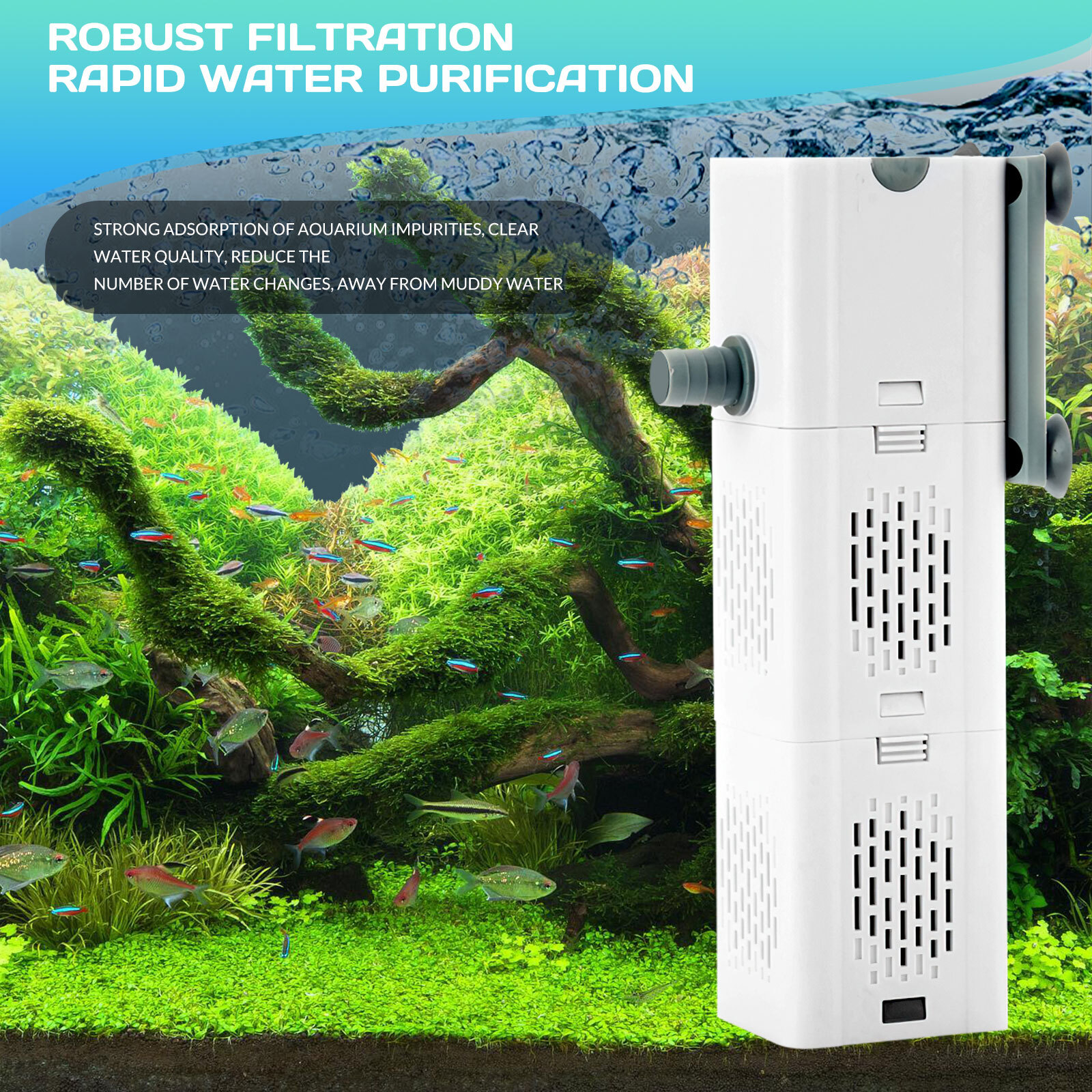 90 GALLON Internal Aquarium Fish Tank Canister 475 GPH Filter Water Filtration