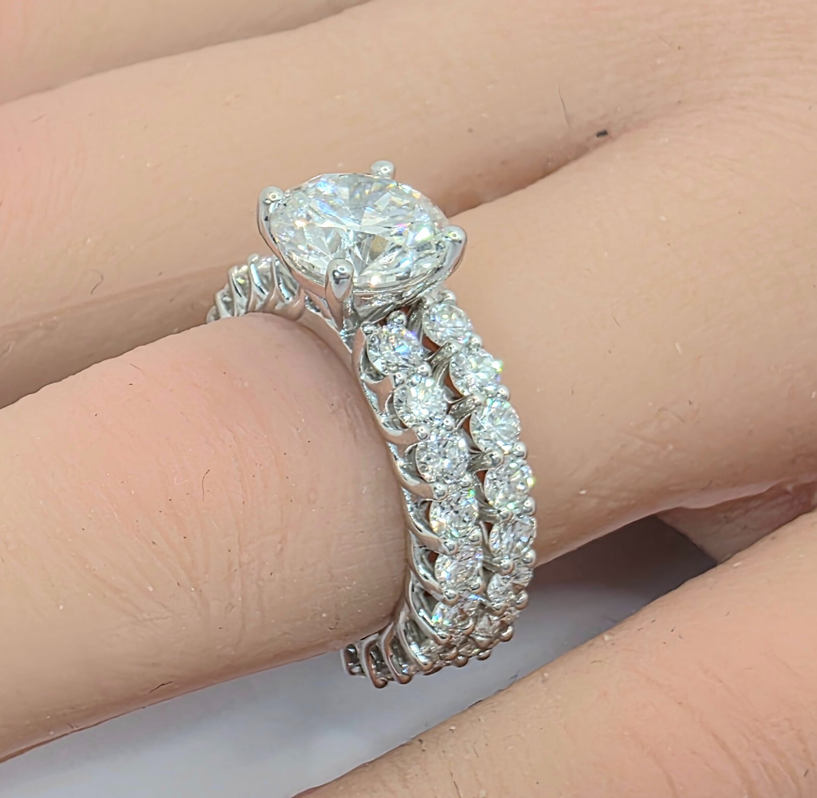 4.68 Ct D VS1 Lab Grown Diamond Engagement Ring With Band IGI Certified Diamond